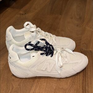 New Balance White Athletic Shoes with Black Laces